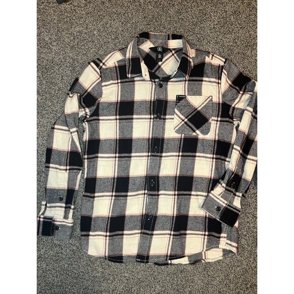VOLCOM Flannel Shirts Youth Boys Plaid Size L Set of 2, Very Nice - Picture 5 of 6